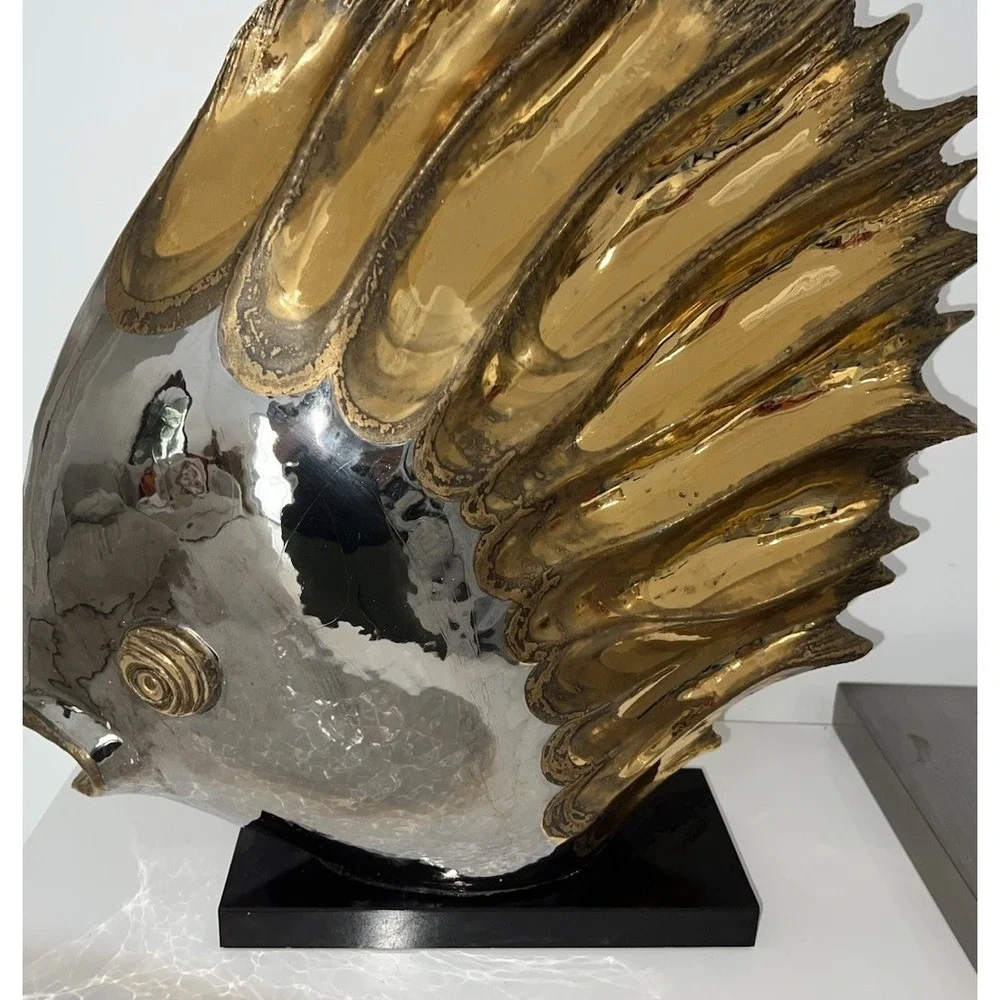 (20)P. GRANCHI VINTAGE LARGE ITALIAN ART DECO CERAMIC FISH GOLD COLOR RARE